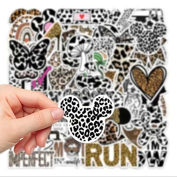 50 Stickers, Cow Cheetah and Leopard Print, PRICE IS FIRM - Picture 5 of 11